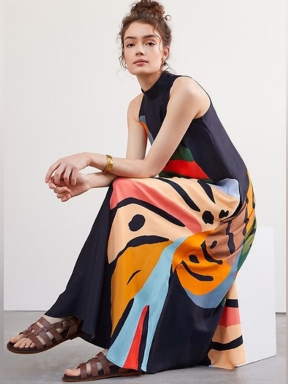 FARM Rio High Neck Halter Leaf Maxi Dress
